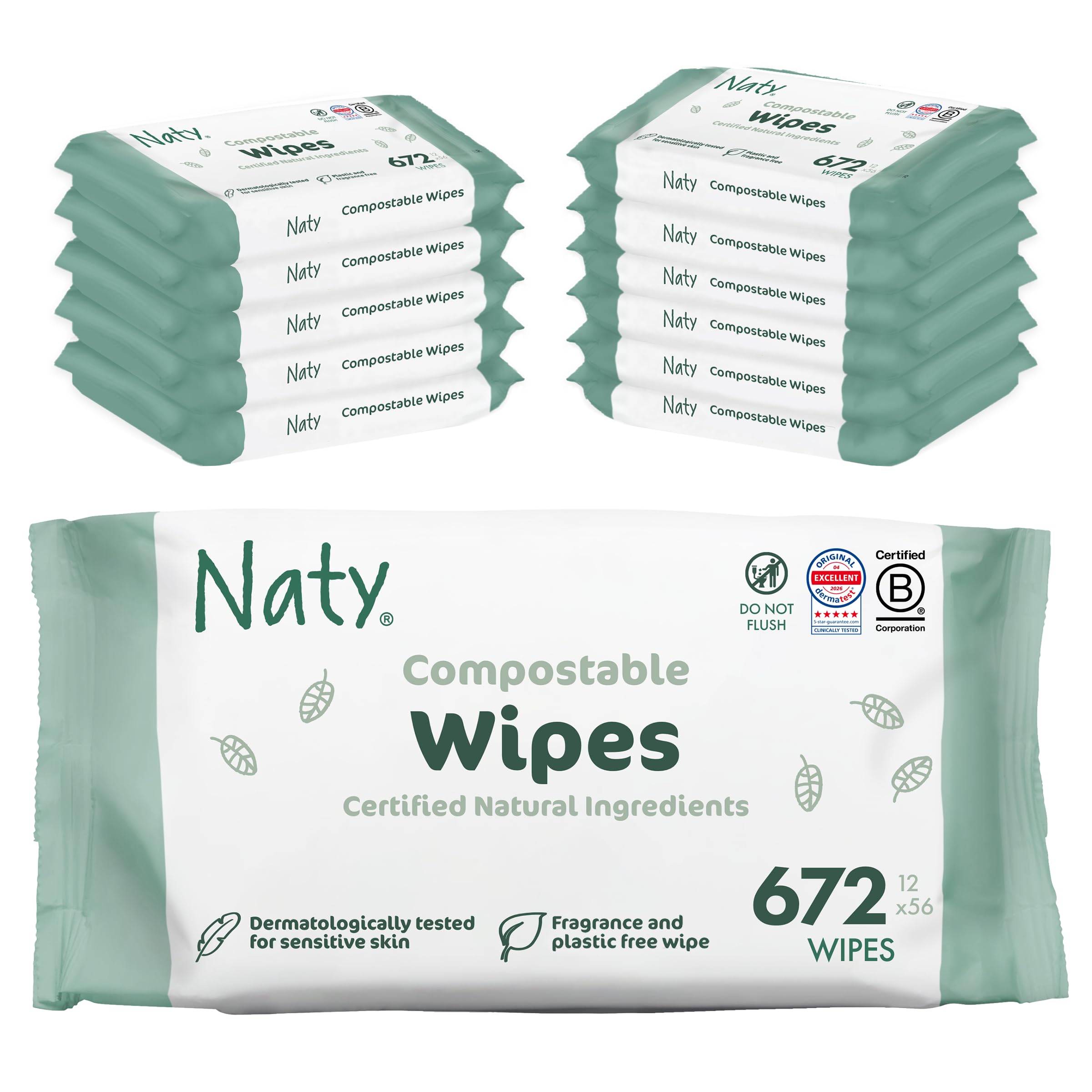 Naty Baby Wipes, 98% Water & Hypoallergenic, 672 Count (12 Packs)
