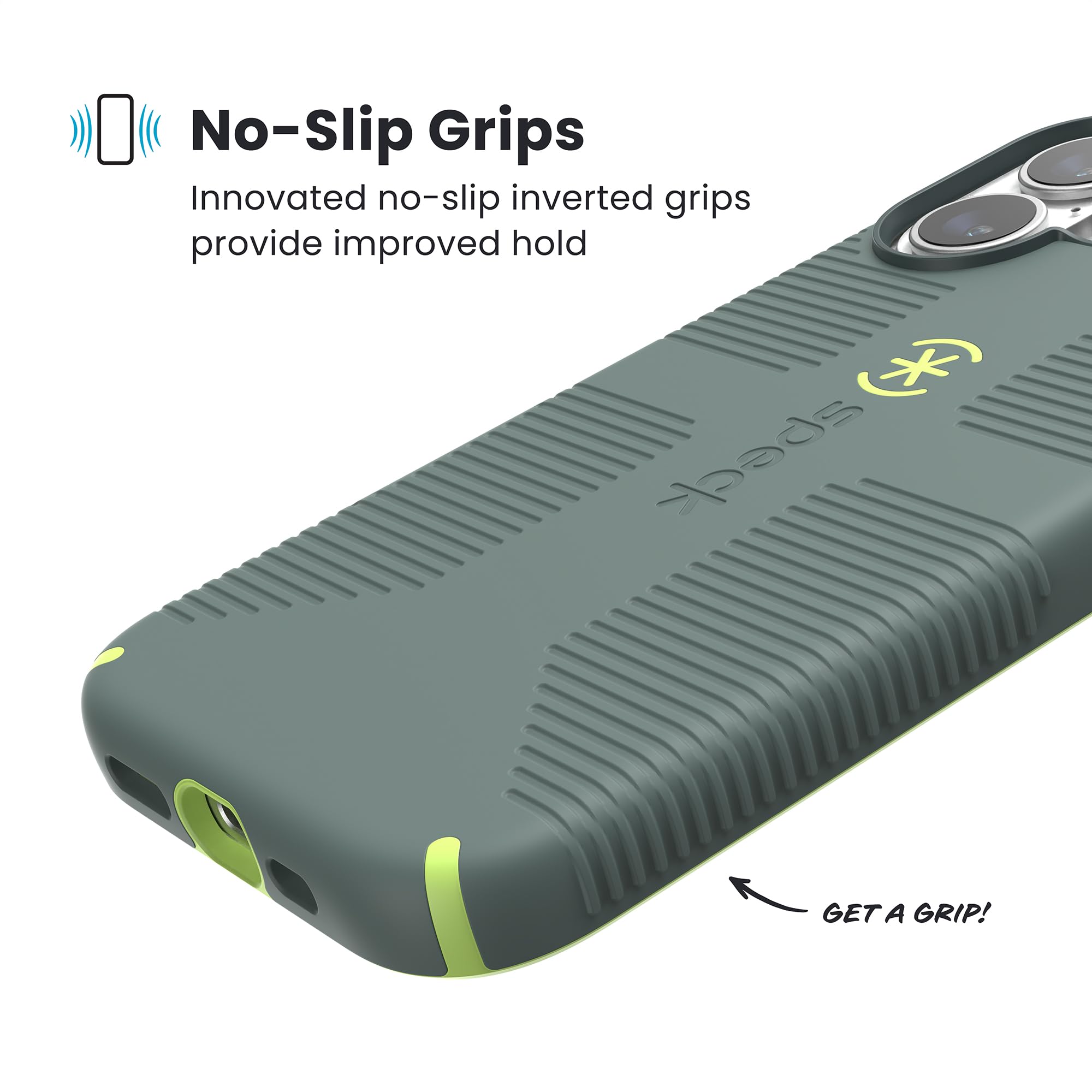 Speck CANDYSHELL uchwyt + etui MS do iPhone'a 17 - NEO DRAB/świecąca zieleń | wąski uchwyt ochronny | ochrona przed upadkiem | kompatybilne z MagSafe