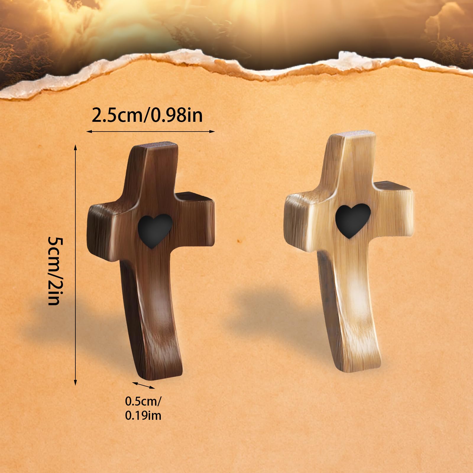 4Pcs Wooden Cross Fidget, Small Wooden Crosses Wood Crosses Small Cross Pendant Christian Gift for Children and Adults