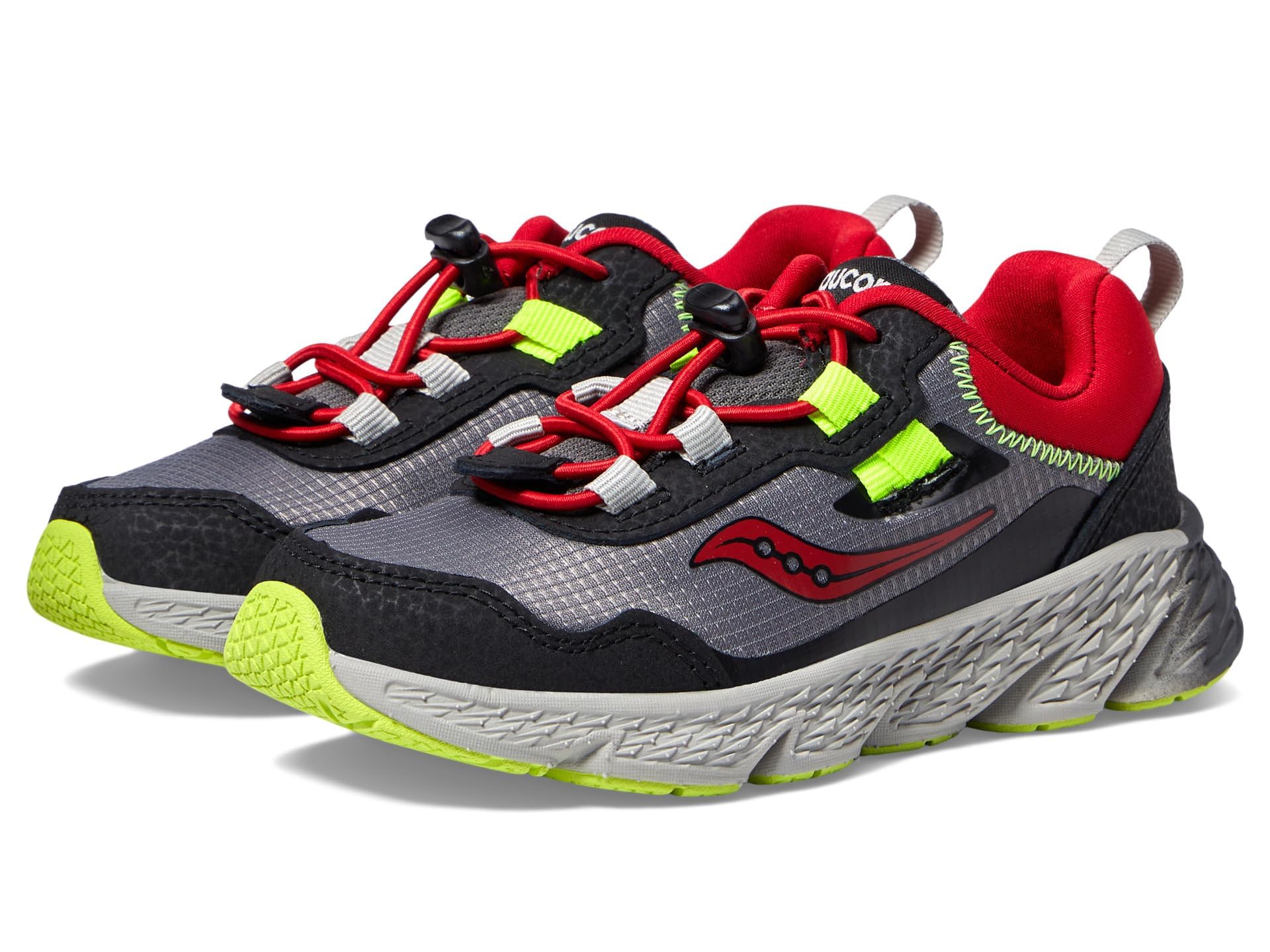 Saucony Boy's Wind Shield 3.0 (Little Kid/Big Kid) Grey/Red/Citron 12.5 Little Kid M