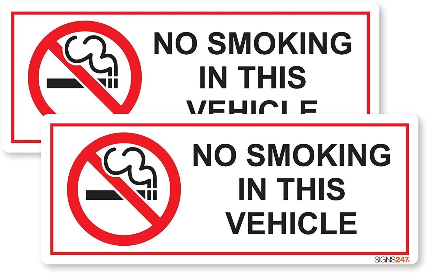 NO SMOKING IN THIS VEHICLE Stickers x2 Set – Printed Vinyl – Ideal for Cars, Vans, Coaches, Taxis – Durable and Weather-Resistant – Easy to Apply and Remove