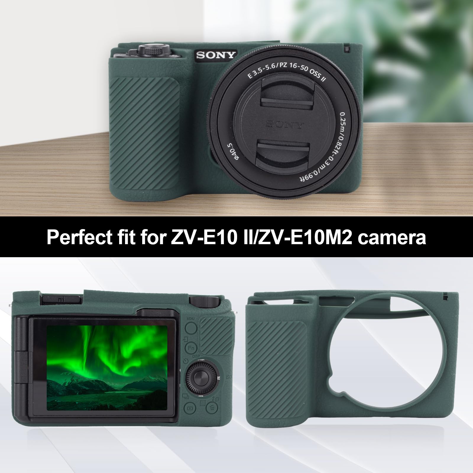 Rieibi Custodia protettiva in silicone per fotocamera Sony Alpha ZV-E10 II con 2 pellicole protettive per lo schermo, custodia leggera ZV-E10II per fotocamera Sony ZV-E10 II