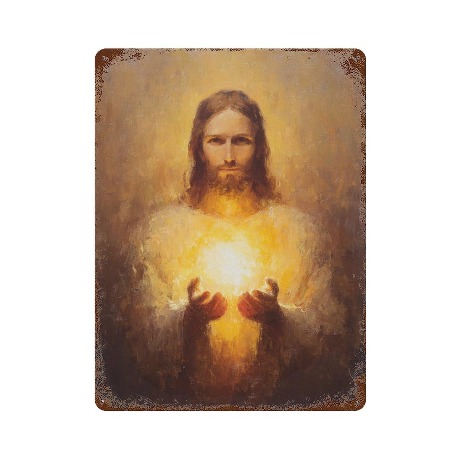 Jesus Christ Painting Art Print Decorative Tin Sign 15.7"x11.8", Vintage Wall Decor for Garage, Pub Or Kitchen