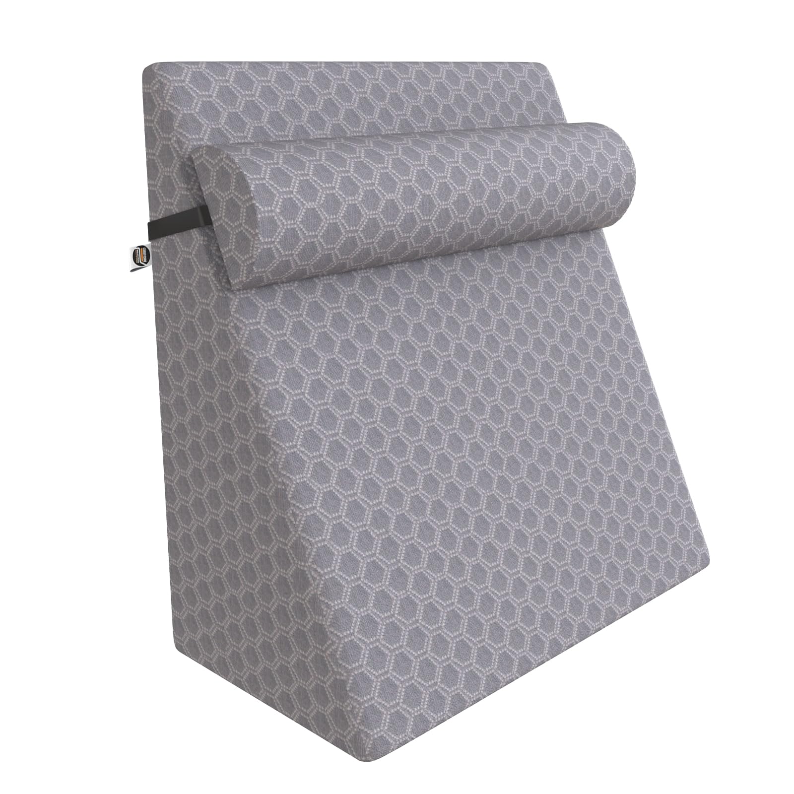 Orthopedic Wedge Pillow with Headrest for Sleeping, Reading & Acid Reflux Relief | Premium Memory Foam Bed Cushion | Ideal for Back Support, Leg Elevation | 18 x 18 x 10 Inch | Grey Jacquard-image-24