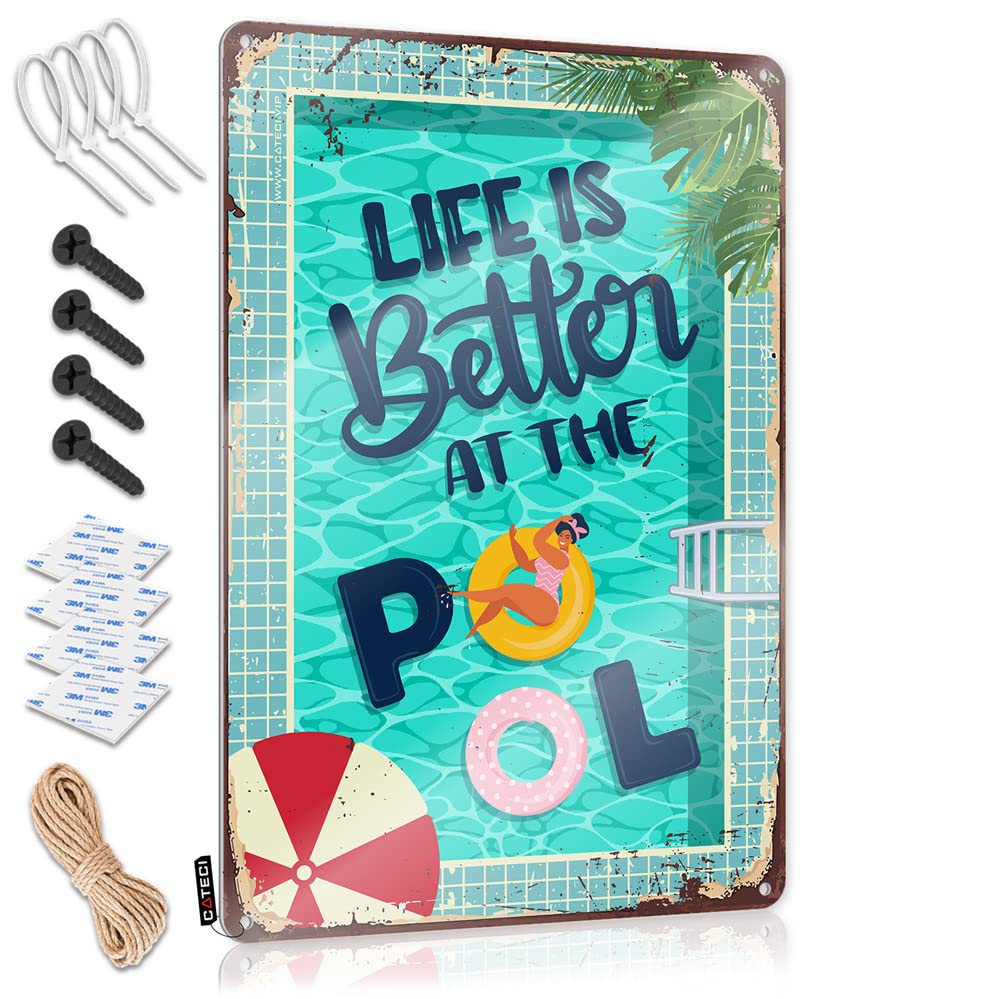 Funny Garage Bar Signs Life Is Better By The Pool Sign In Home Bar Signs Signs For Bedroom Door(20X30CM)