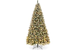 Goplus 9ft Pre-Lit Christmas Tree, Festive Christmas Tree for Home Decoration