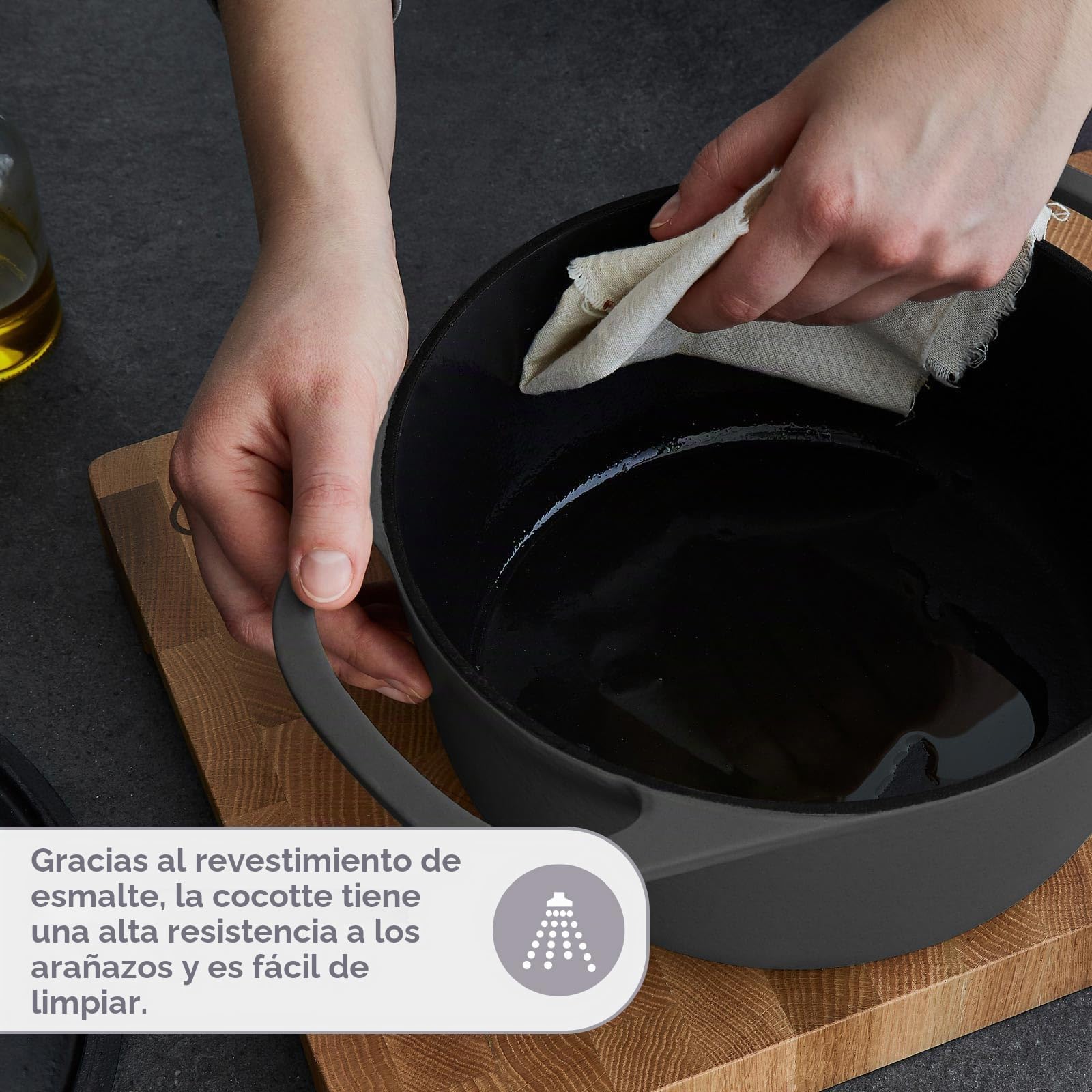 SPRINGLANE Cacerola de hierro fundido redonda, Cocotte Clara - antracito, ronda, 24cm, 4l