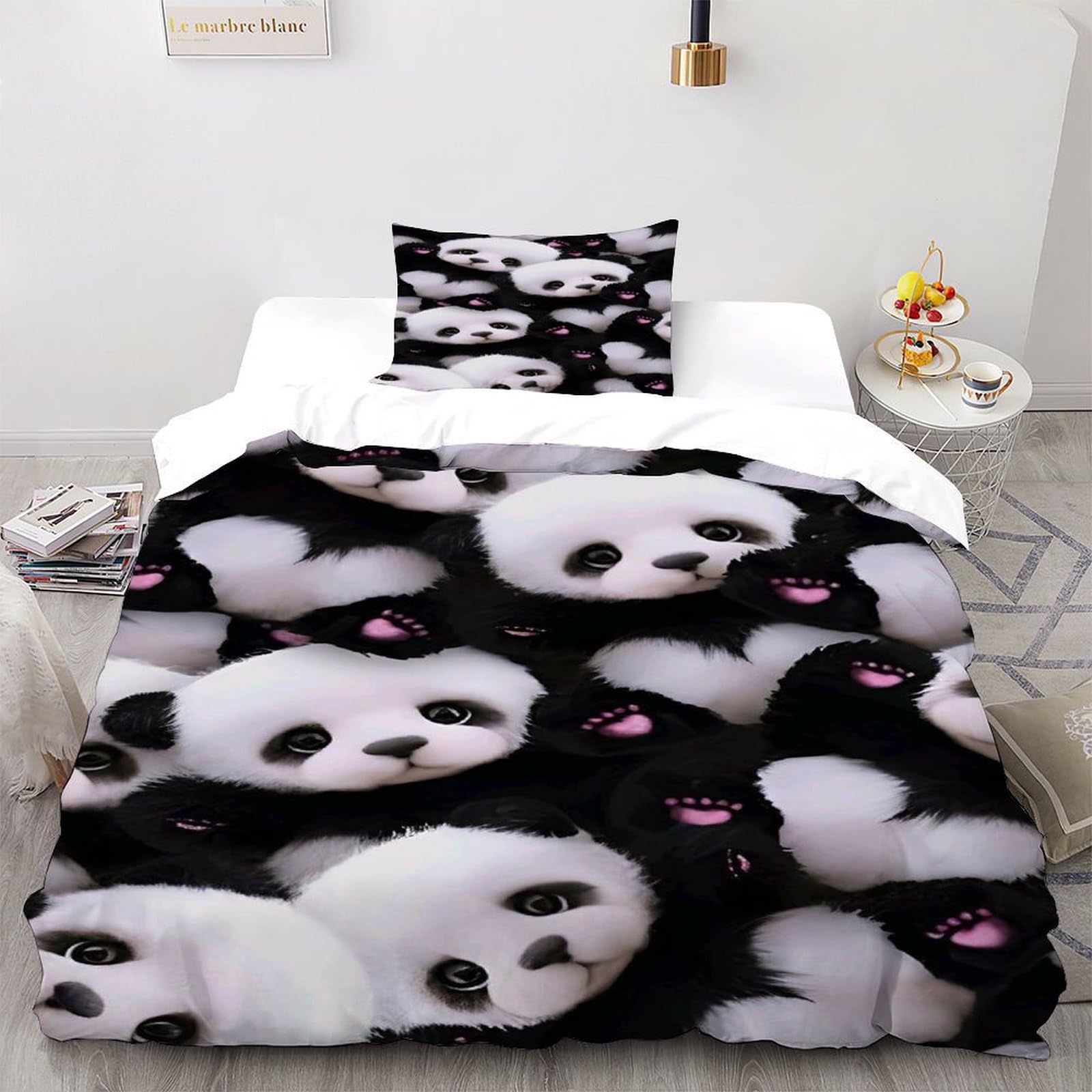 Housses de couettes anti-plis microfibre respirante motif animaux 135x200