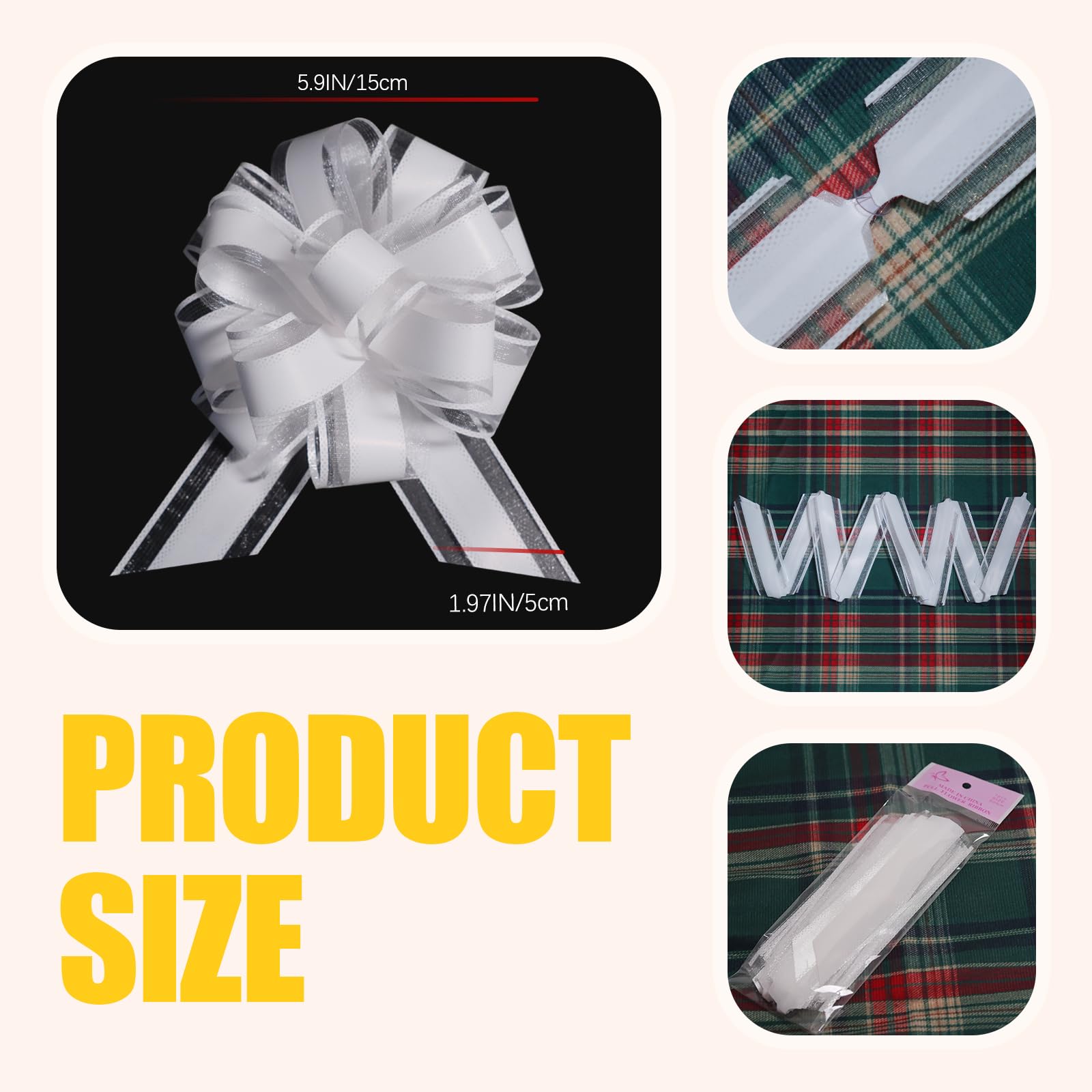 12 fiocchi bianchi in organza da 15,2 cm, perfetti per confezioni regalo, decorazioni per matrimoni, fiocchi per auto, feste di compleanno, Natale e San Valentino