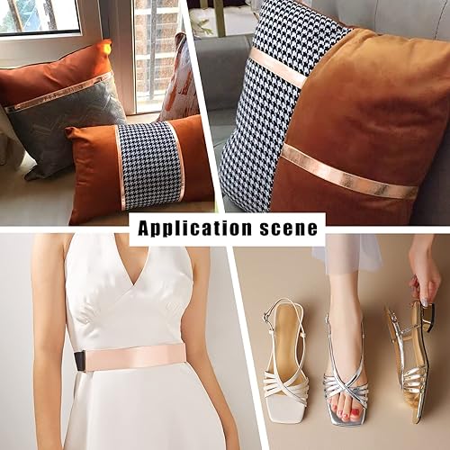 Miniatura 5 de GORGECRAFT Tiras de cuero metálico de 5.5 yardas de ancho de 0.6 pulgadas de ancho, correa de cuero brillante, cuerda de encaje, pelador de encaje