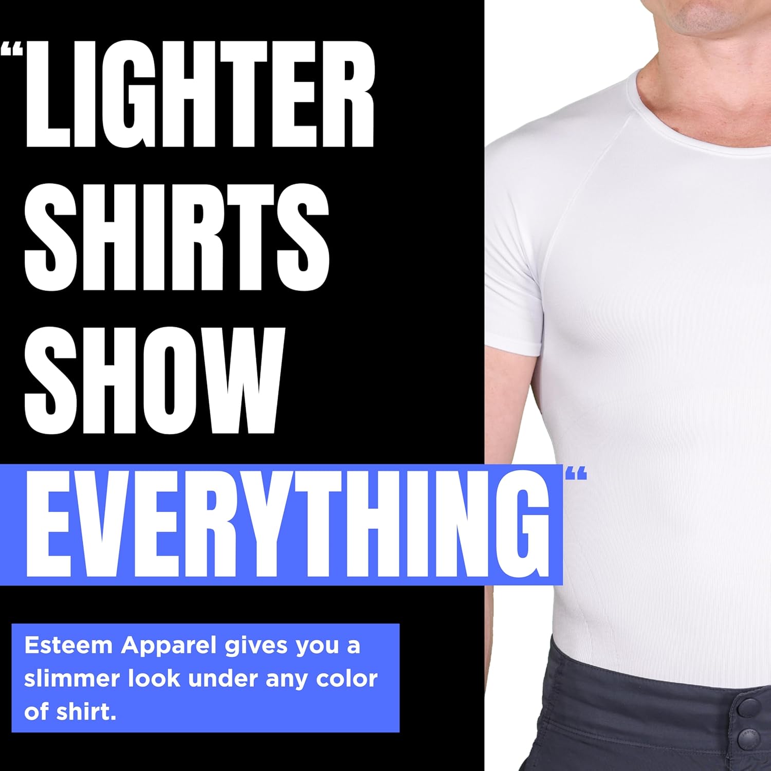 Esteem Apparel Mens Slimming Chest Compression Shirt Body Shaper Abs Undershirt Vest - Image 4