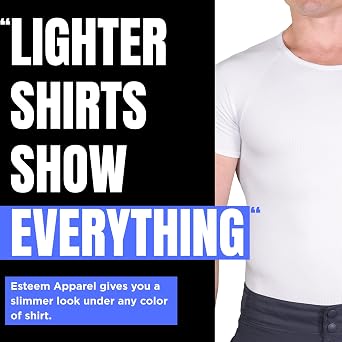 Esteem Apparel Mens Slimming Chest Compression Shirt Body Shaper Abs Undershirt Vest