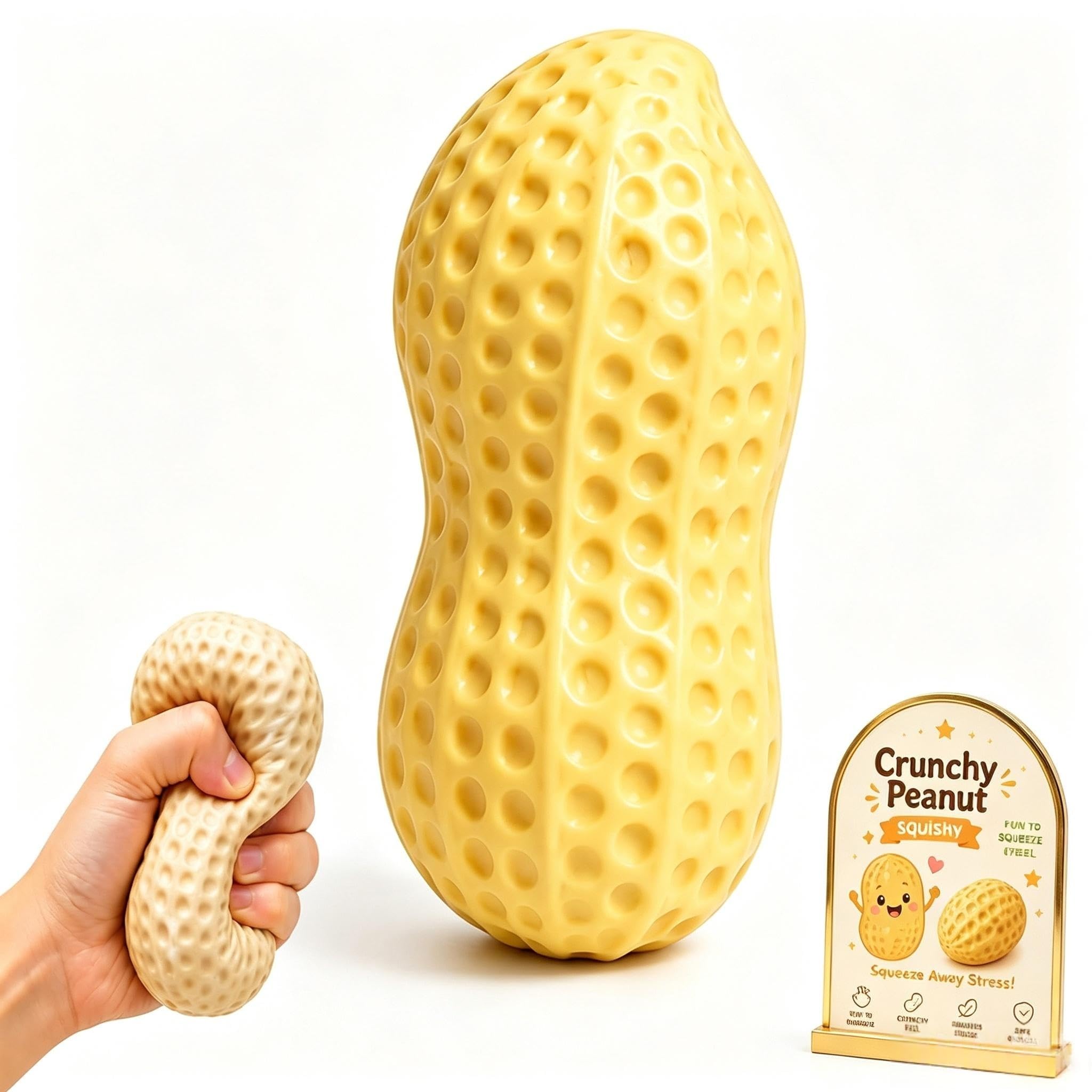 Crunchy Peanut Squishy, Peanut Squishy Soft Sensory Fidget Peanut Stress Ball Realistic Food Shaped Decompression Squeeze Ball Desk Decor Party Favor Gifts for Adults