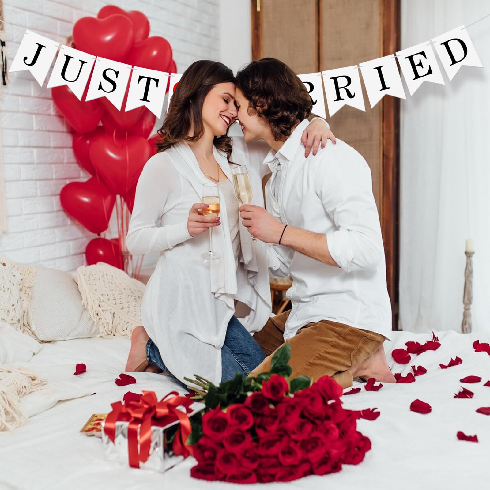 Bannière "Just Married" En Toile De Jute Rustique - 3,5 Mètres, Lettres Imprimées, Décoration Mariage Romantique