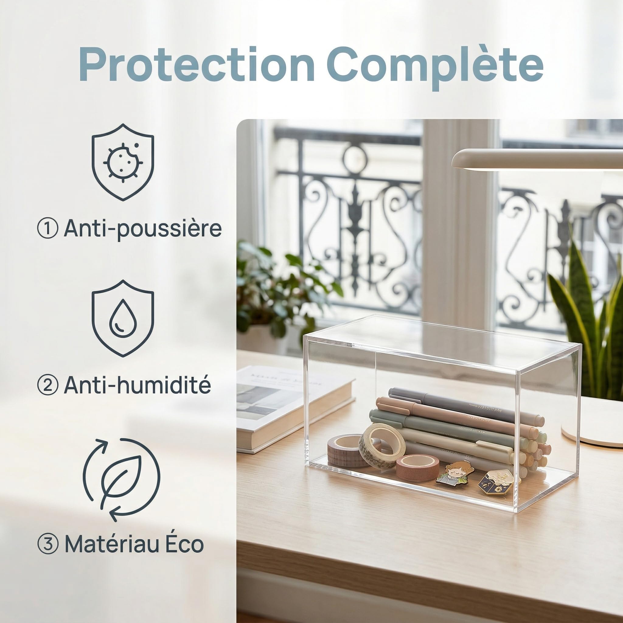 Sourcing Map Vitrine Acrylique 36x31x36 Cm – Cube Transparent Assemblé – Protection UV – Pour Figurines, Lego, Collection – Panneau 2 Mm