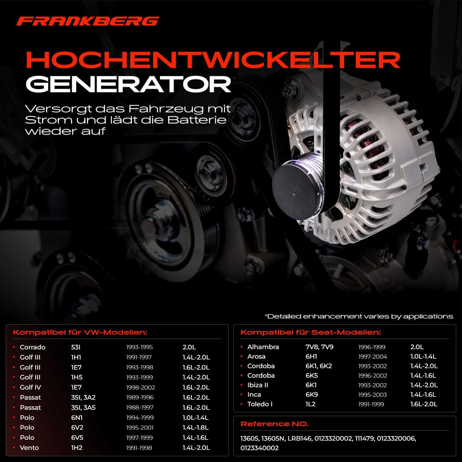 Frankberg Lichtmaschine Generator 90A 0123320006