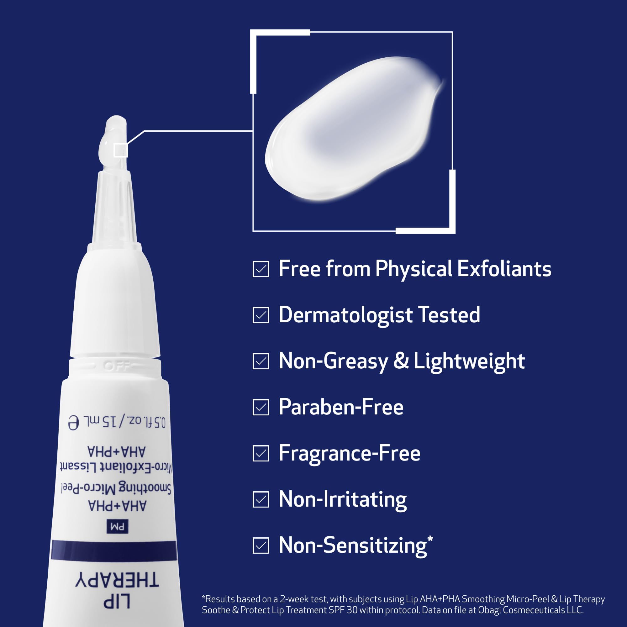 Obagi Lip Therapy AHA+PHA Smoothing Micro-Peel with Hyaluronic Acid – Overnight Mask Treatment Exfoliates, Plumps & Moisturizes Dry Lips for a Fuller, Smoother, More Youthful Appearance – .5 oz