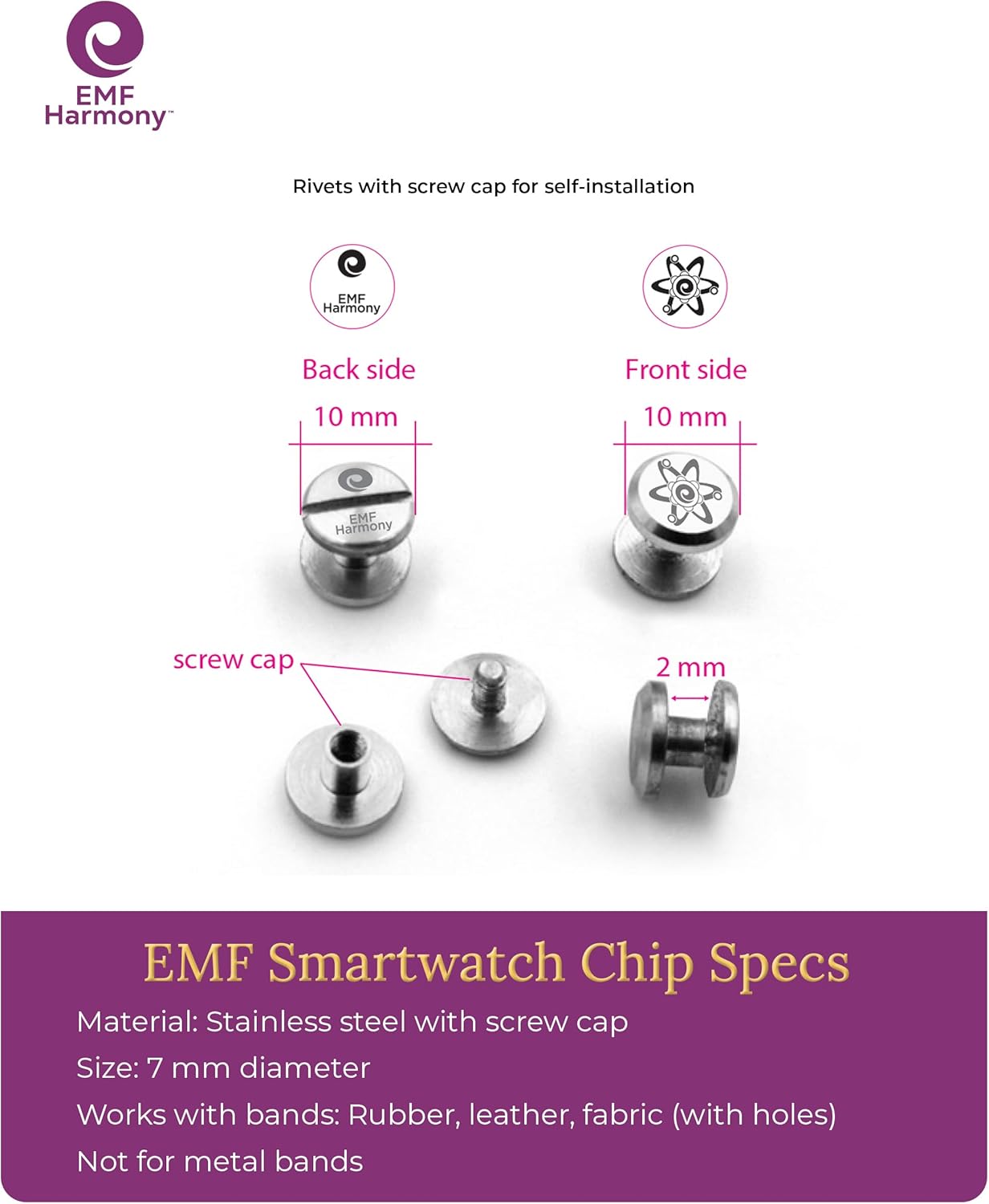 EMF Harmony Smartwatch Chip – Discreet Stainless Steel Bioresonance Rivet Accessory for Apple Watch, Garmin, Fitbit & Fitness Bands – Everyday Balance in a Wireless World - Image 7