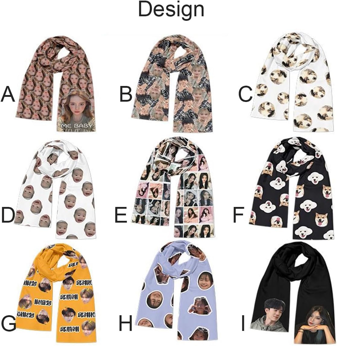 Custom Scarf for Women Personalized Scarfs with Photo/Pet/Face, Design Your Own Warm and Soft Gift for Men and Women - Image 2