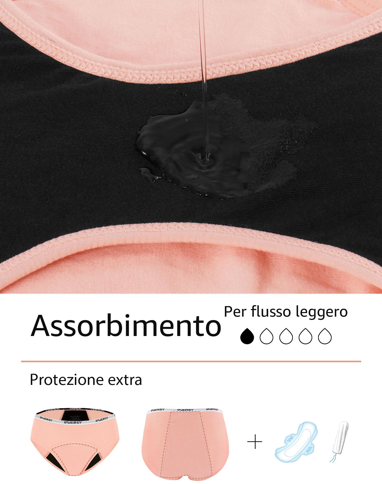 INNERSY Mutande Mestruali Ragazza Cotone Mutandine Ciclo Mestruale per Adolescenti 10-16 Anni Pacco da 3