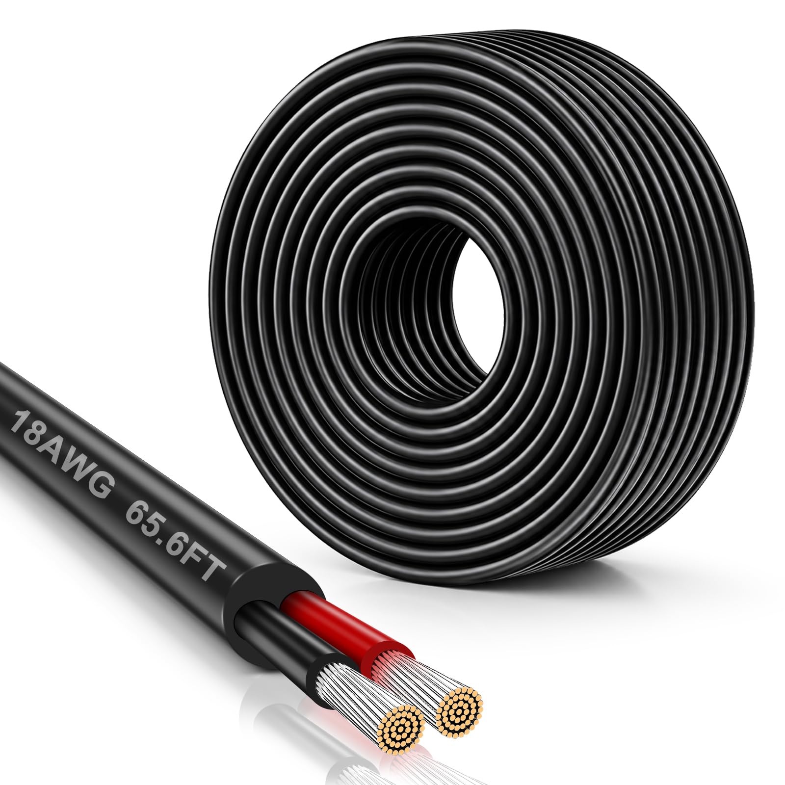 Fil Électrique 18 AWG 20 m, 2 x 0,75 mm², Cuivre Étamé À 2 Conducteurs, Flexible Basse Tension pour LED, Automobile, Haut-Parleurs, CCTV, 5V/12V/24V et Projets DIY