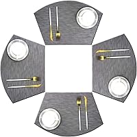 Vista 9 de Juego de 6 manteles individuales de cuña para mesa redonda de vinilo tejido de vinilo antideslizante de plástico (champán)