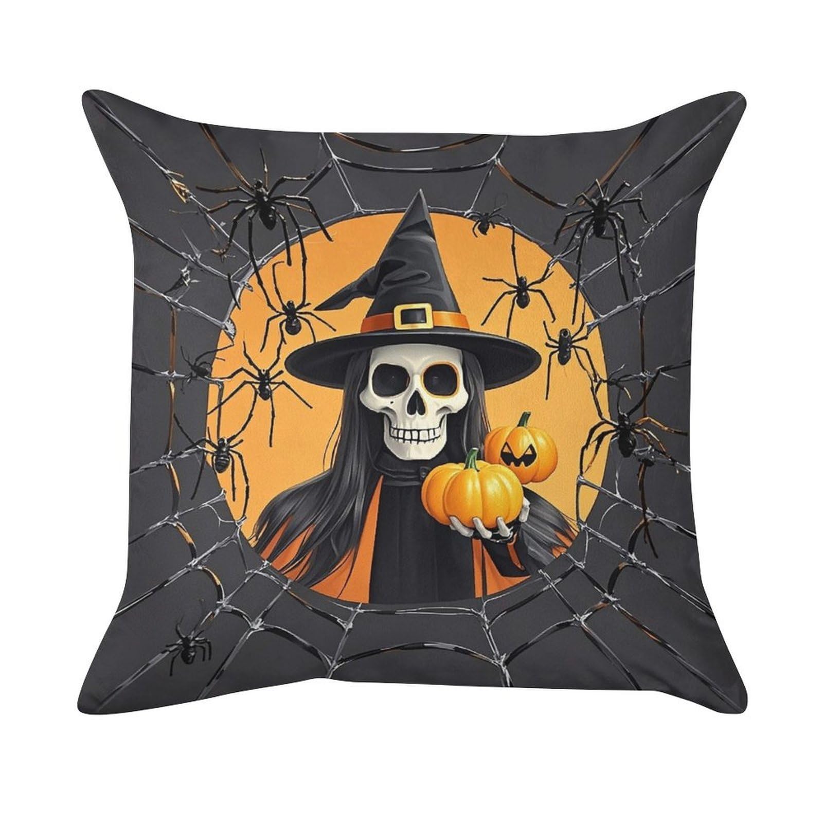 VstaDank Skeleton Spider Web Throw Pillow Cover Super Soft Golden Velvet Decorative Pillowcase Fashion Modern Square Cushion Case Pillow Case Cozy Couch Cushion Cover for Living Room Bed