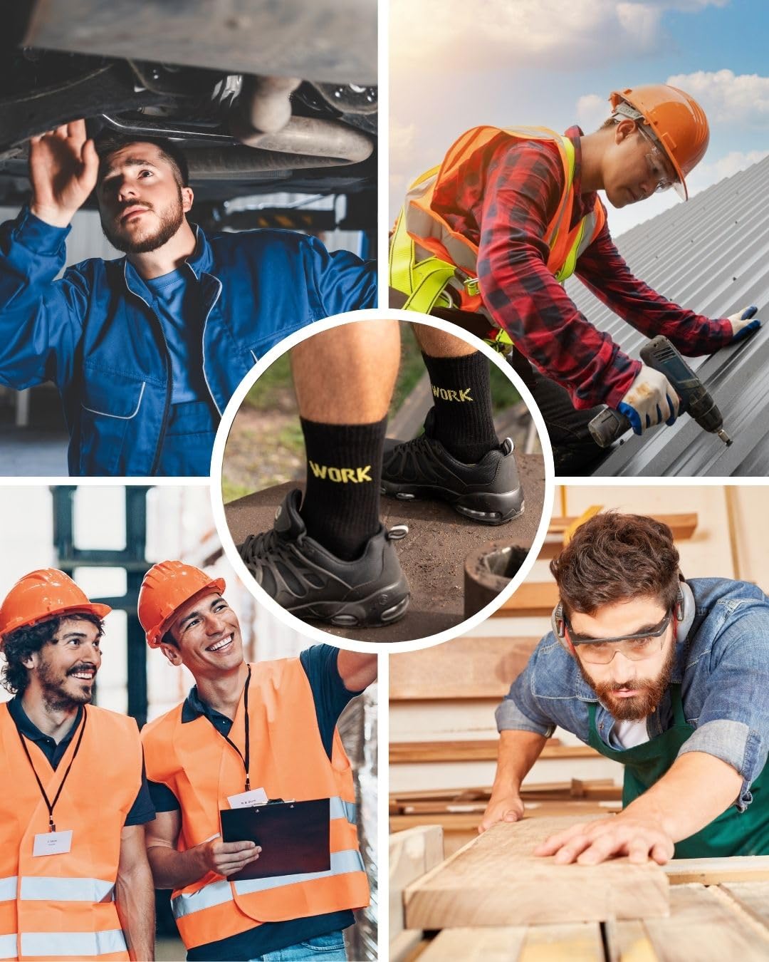 10 Paia Calze da Lavoro Uomo Cotone Rinforzate WORK Socks