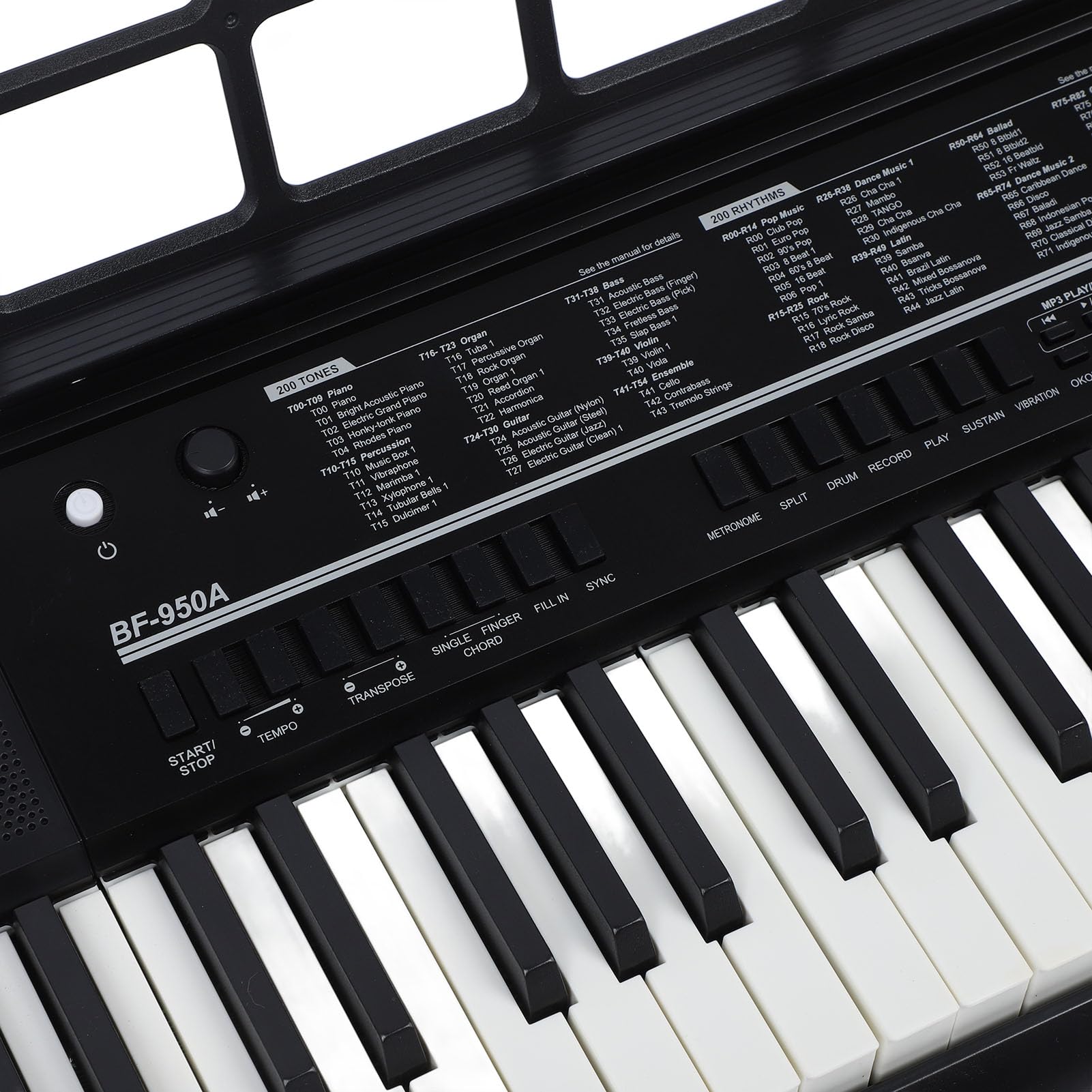 61-klawiszowe Pianino Elektroniczne Przenośne Pianino Cyfrowe z Mikrofonem i Stojakiem na Nuty do ćwiczeń