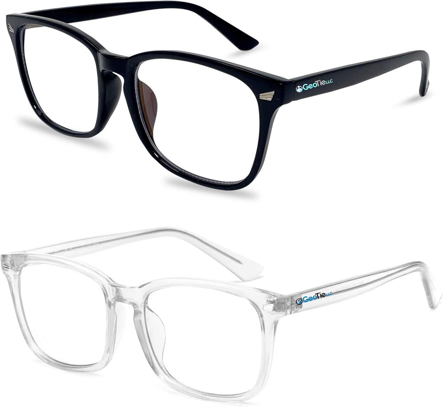 Digital Glasses - Unisex Women & Men - Black & Clear - Reduce EyeStrain from Computers, Phones, Tvs - Work Comfortability - Blue Light Blocking - Pack of 2