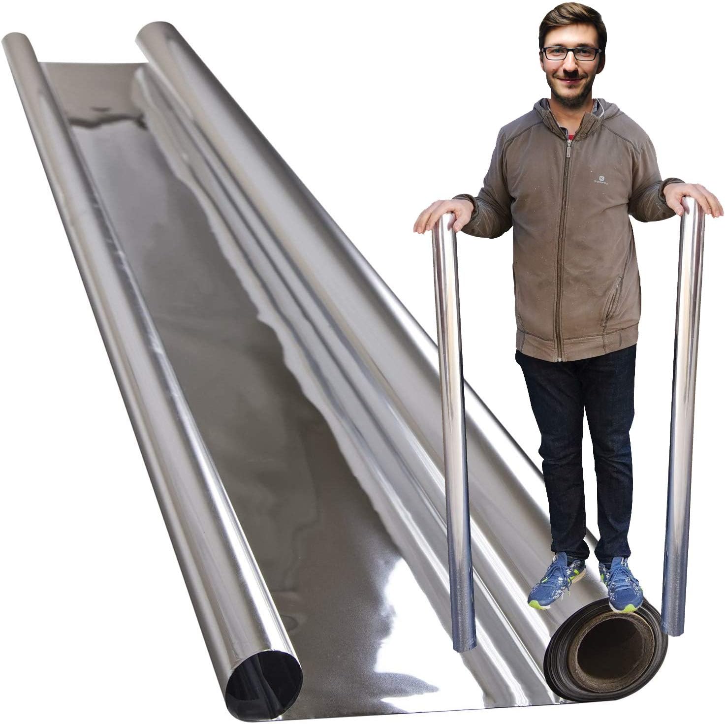 Highly Reflective Silver Mylar Film Roll 4 FT x 100 FT 2 Mil (2 Pack) Total 800 Square Feet for Garden Greenhouse Grow Room Tent Covering Foil Sheets Maximizes Light Energy & Heat Retention