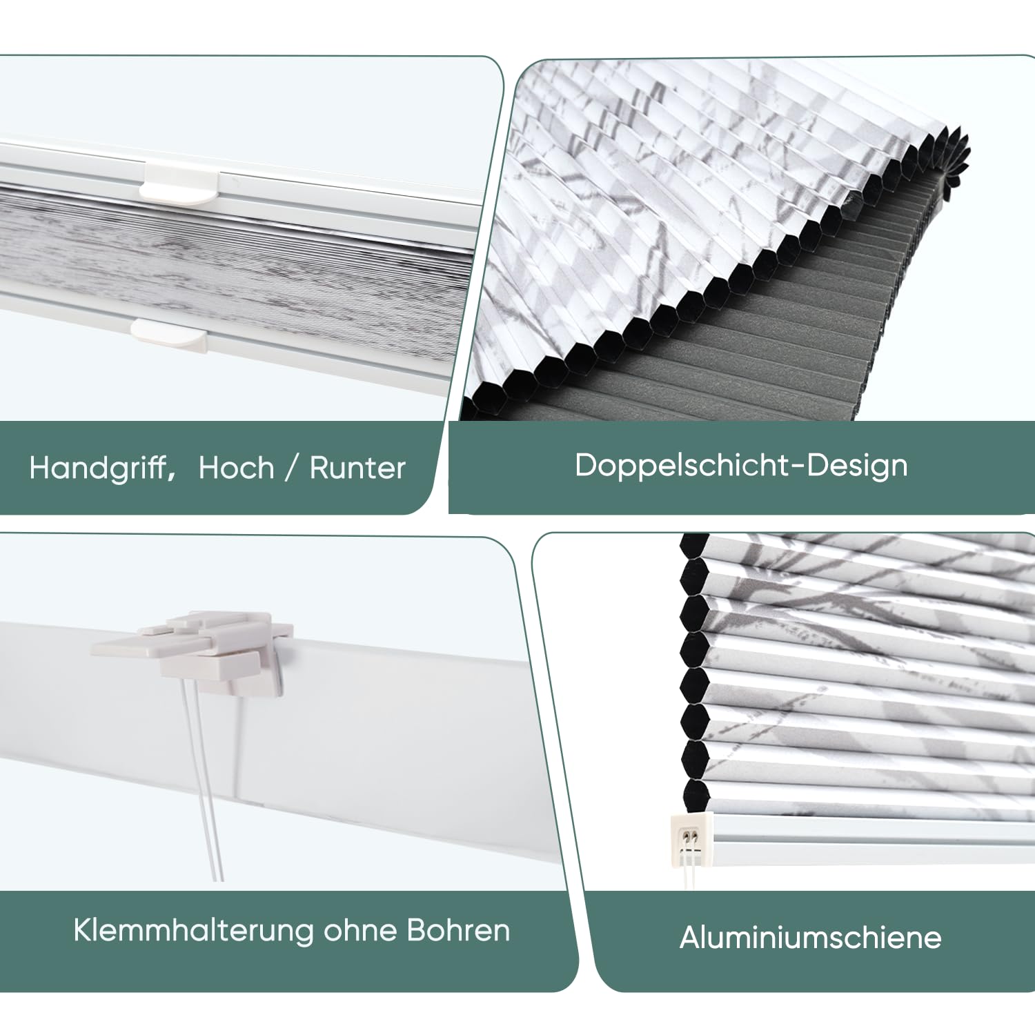 Honingraatplissé, montage zonder boren, verduisterend, thermisch