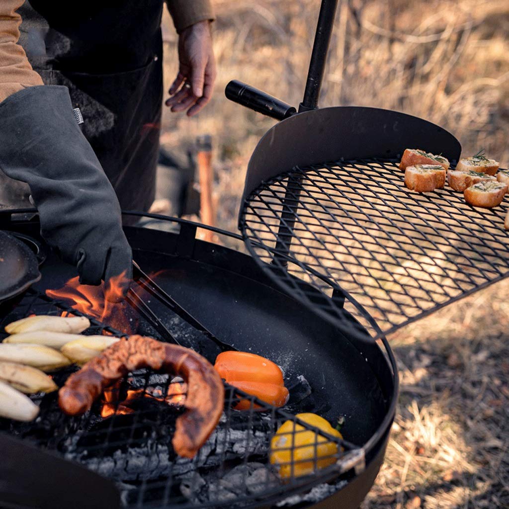 Ogród ognisko wielofunkcyjne ognisko palenisko ogrzewanie na zewnątrz Brazier amerykański sprzęt na ognisko drewno kemping grill wielofunkcyjny grill grill miska ognisko do grilla (kolor: czarny)