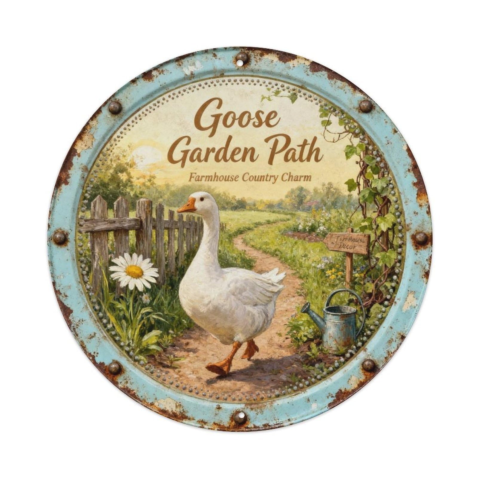 Goose Garden Path Metal Tin Sign Plaque