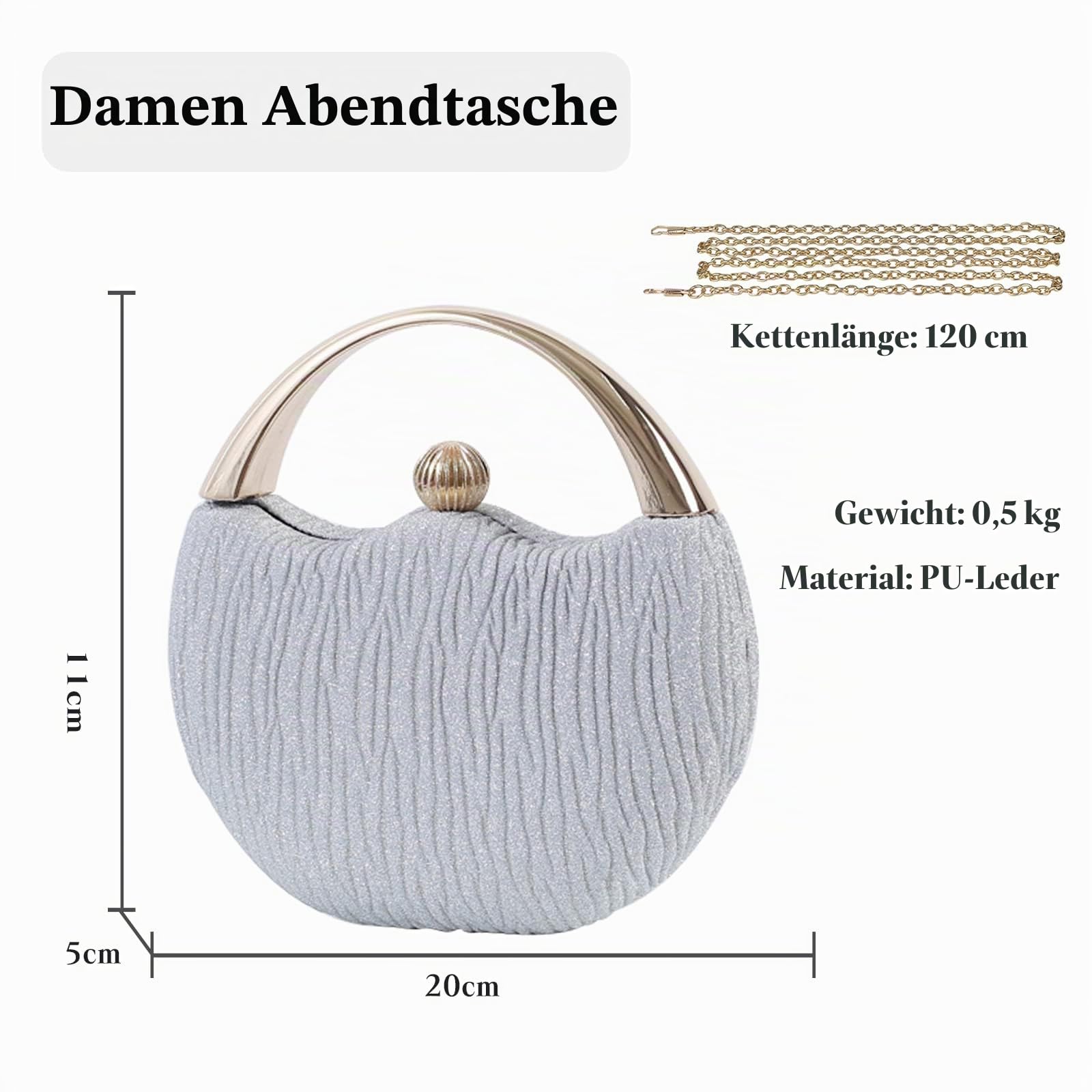 CORIOS Damen Abendtasche Funkelnd Clutch Glitzer Henkeltasche Glänzend Umhängetasche Hochzeit Brautbörse Schultertasche Cocktail Party Abschlussball Tasche für Frauen Silber