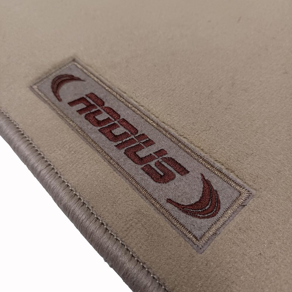 Car Lux AR07151- Alfombras Alfombrillas de moqueta Premium Velour en Color Beige con Logo a Medida para Rodius a Partir de 2005
