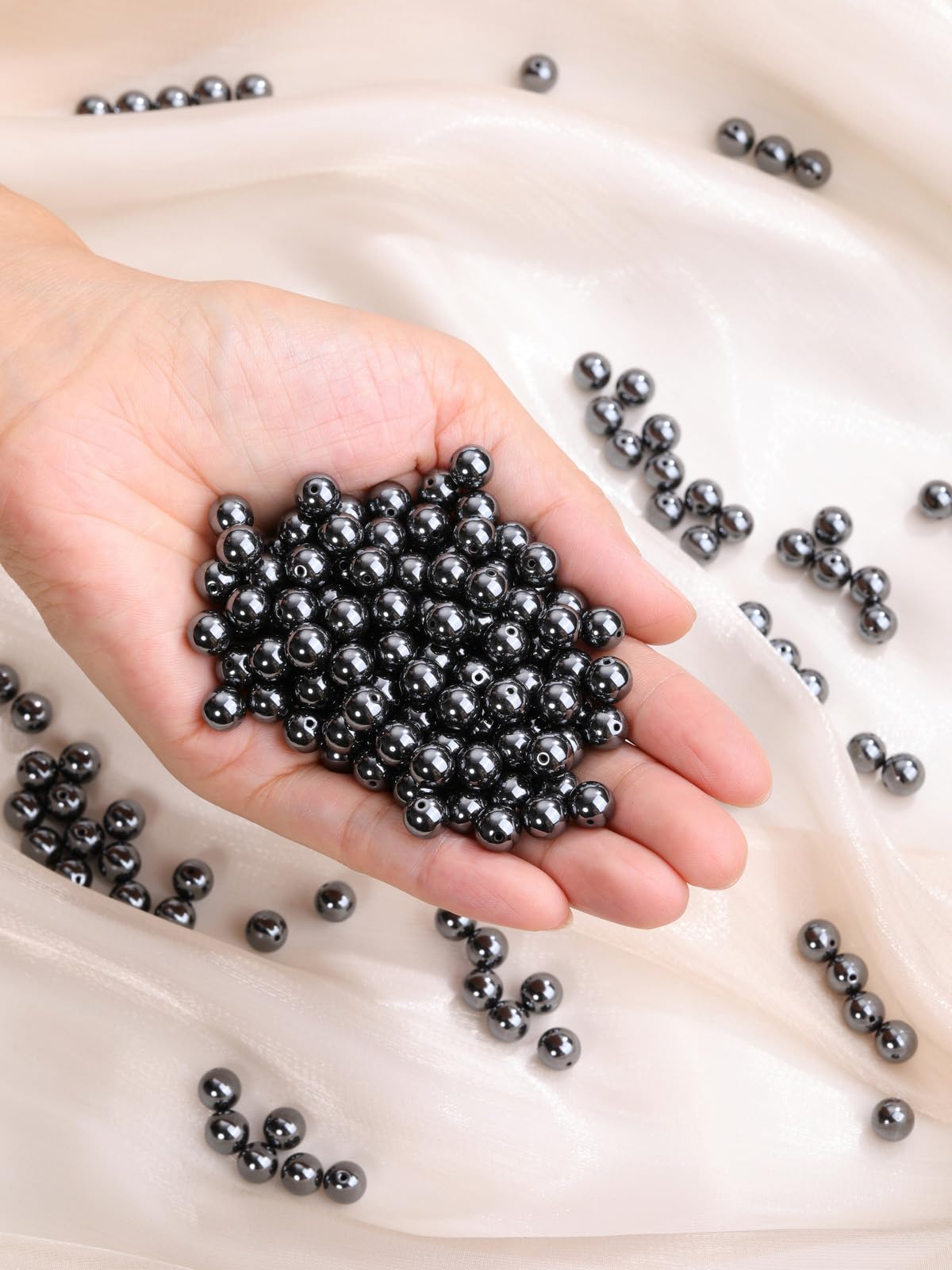 JOVIVI 8mm Hematite Crystal Beads for Bracelet Jewelry Making,96Pcs Gemstones Craft Beads for Crafting Natural Round Loose Stone Beads for Jewellery Making Necklace DIY - Image 3