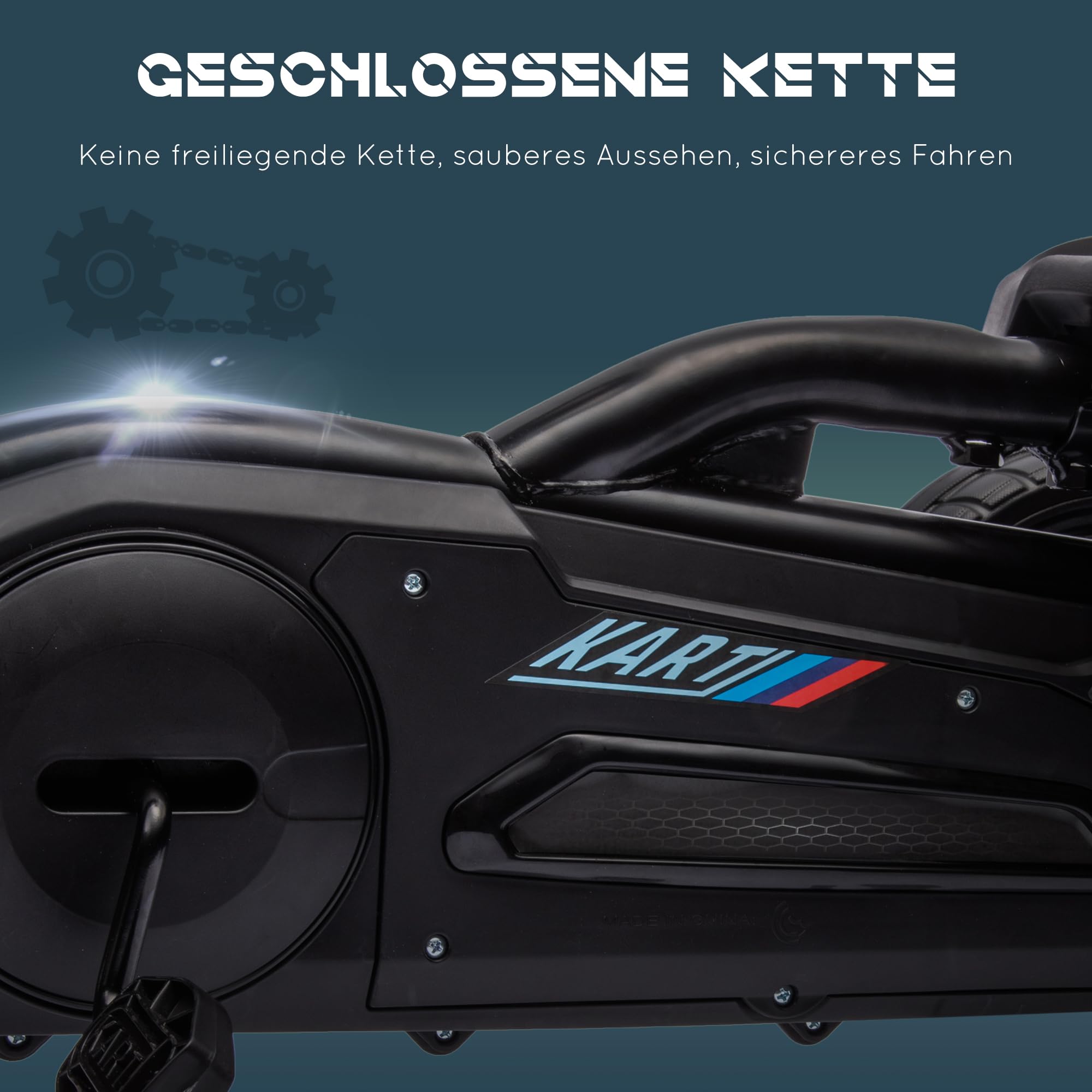 HOMCOM Gokart Tretauto mit Handbremse, verstellbarem Sitz, Vor- und Rückwärtsgang, Tretfahrzeug Kinderspielzeug für Kinder 3-8 Jahren Schwarz