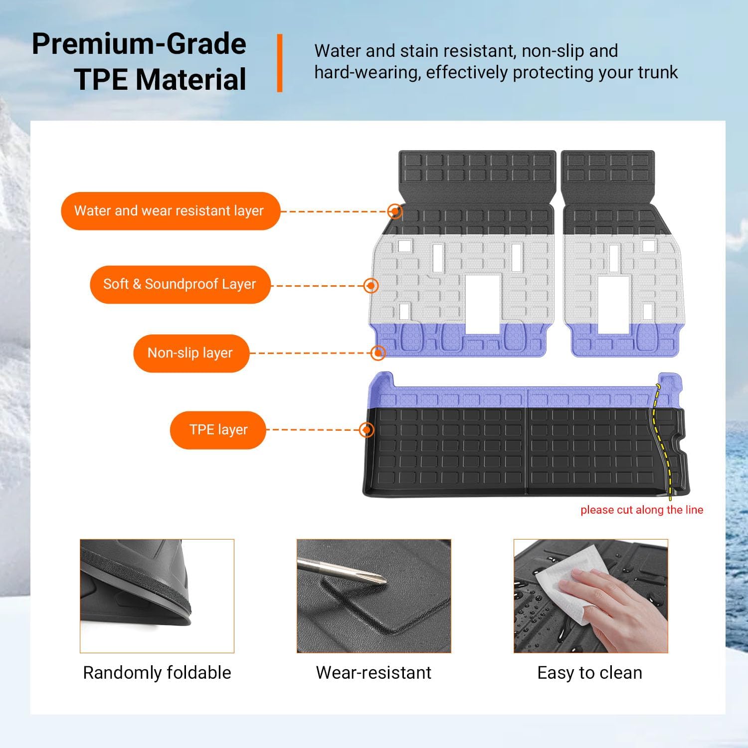 powoq 7&8 Seats Cargo Mat Compatible with 2021-2026 Toyota Sienna Trunk Mat Cargo Liner TPE Backrest Mat Trunk Liner Replacement for 2021-2026 Toyota Sienna Accessories (Trunk Mat+Backrest Mat) - Image 5
