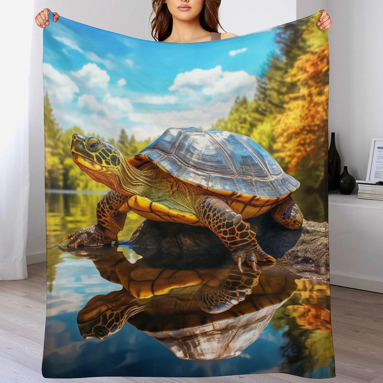 Couverture tortue anti-frissons en flannel chaude pour lit et canape