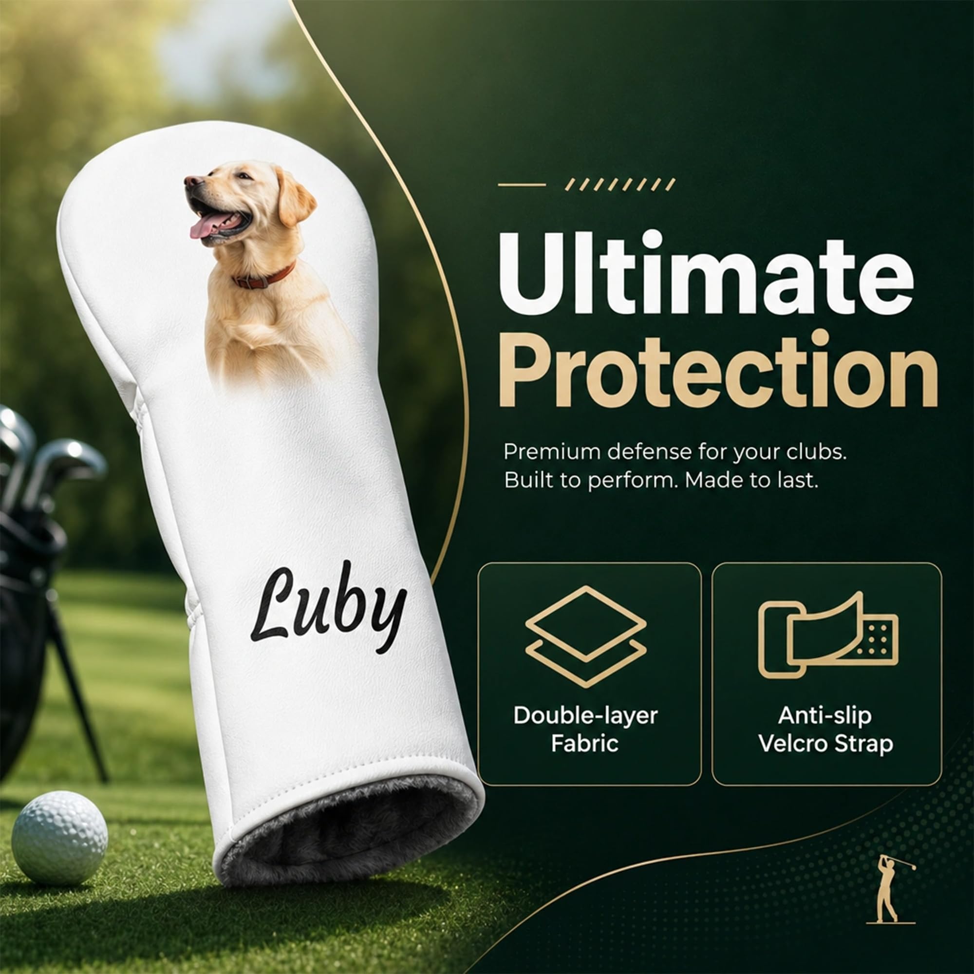 Fundas Personalizadas para Cabezas de Palos de Golf con Foto/Nombre, Fundas para Palos de Golf Personalizadas para Driver/Madera/Híbrido, Regalos de Golf para Golfistas, Cumpleaños, Día del Padre