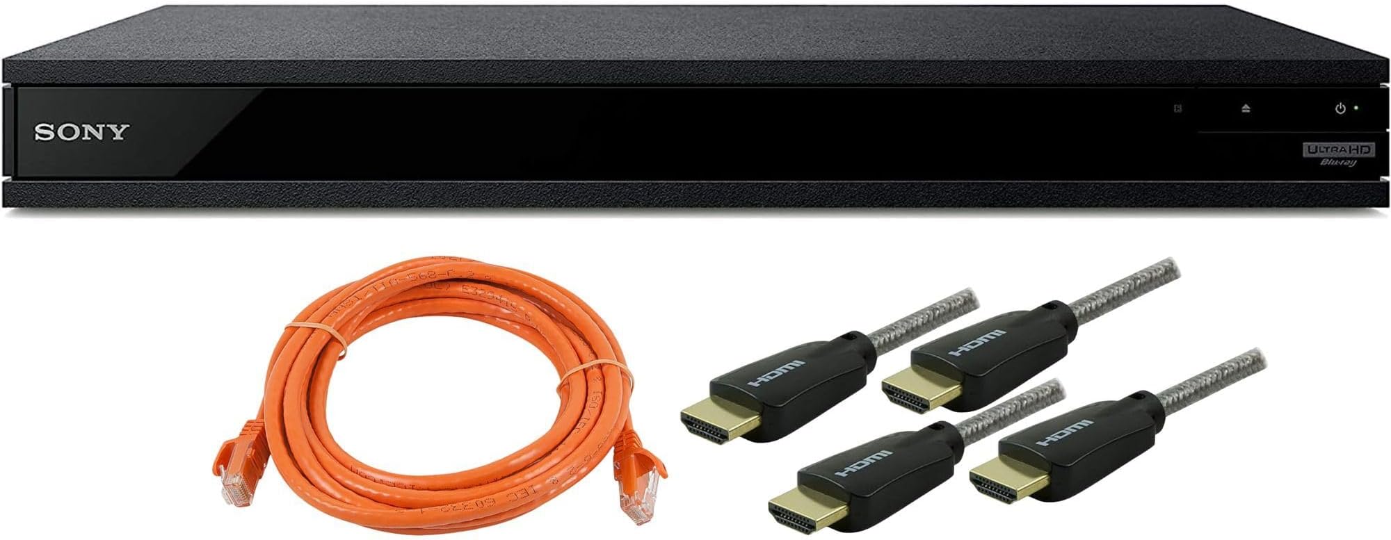 Sony UBP-X800M2 4K Ultra HD Blu-ray Player with HDR Bundle with 6-Feet High Speed Premium HDMI Cables and Ethernet Cable (3 Items)