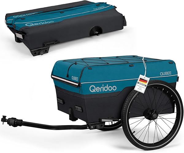 Qeridoo Qubee | Klappbarer Lastenanhänger | Fahrradanhänger & Bollerwagen faltbar mit Luftreifen | Fahrrad Zubehör Transport | Bike Trailer