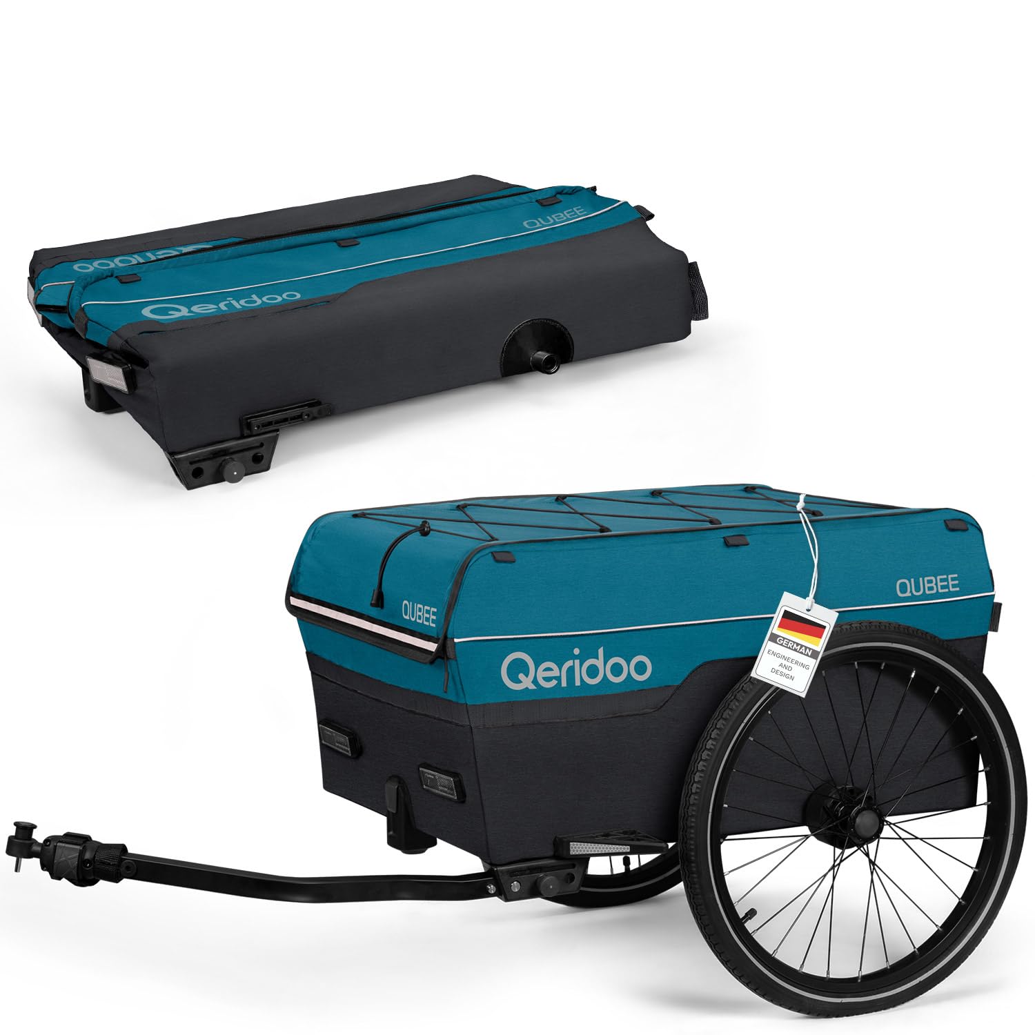 Qeridoo Qubee | Klappbarer Lastenanhänger | Fahrradanhänger & Bollerwagen faltbar mit Luftreifen | Fahrrad Zubehör Transport | Bike Trailer