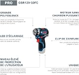 Bosch PRO 18V System Perceuse-visseuse sans-fil GSR12V-32FC (avec GFA 12-M, GFA 12-X, GFA 12-E, GFA 12-W, GFA 12-H, poignée aux., butée de profondeur, L-BOXX) - 2