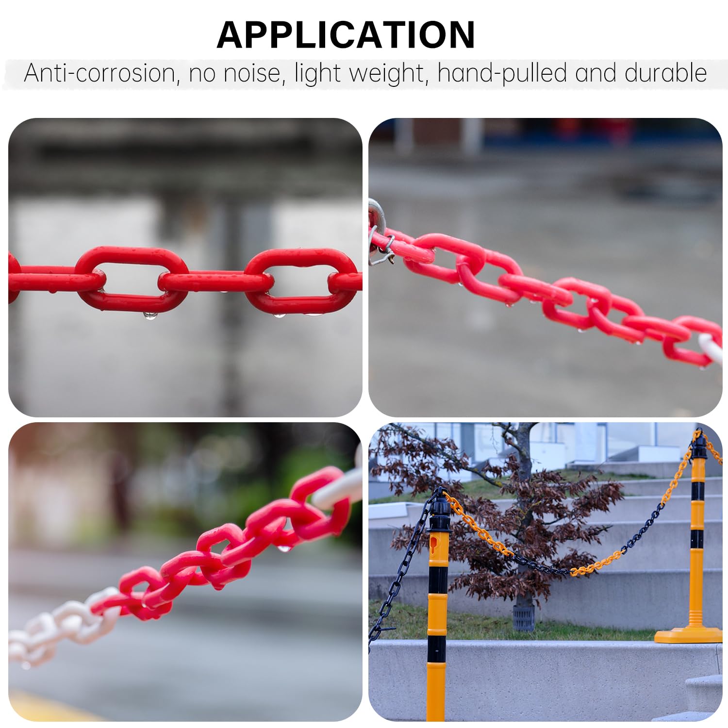 Cadena de bloqueo de 61 m, color amarillo, cadena de cierre de plástico para seguridad de advertencia, control humano, tráfico, línea de cola