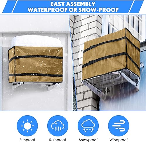 Miniatura 4 de Wovnet 2 Piezas Cubierta de Aire Acondicionado para Ventana Interior Exterior Ajustable Impermeable Cubierta de Aire Acondicionado para Ventana al