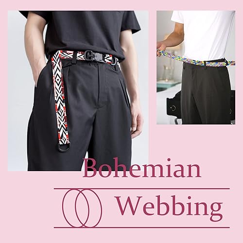 Miniatura 4 de 6 rollos de correas de nailon bohemio de 1.5 pulgadas, correas para bolso, correas para mochilas, correas de nailon con patrones para cinturón de