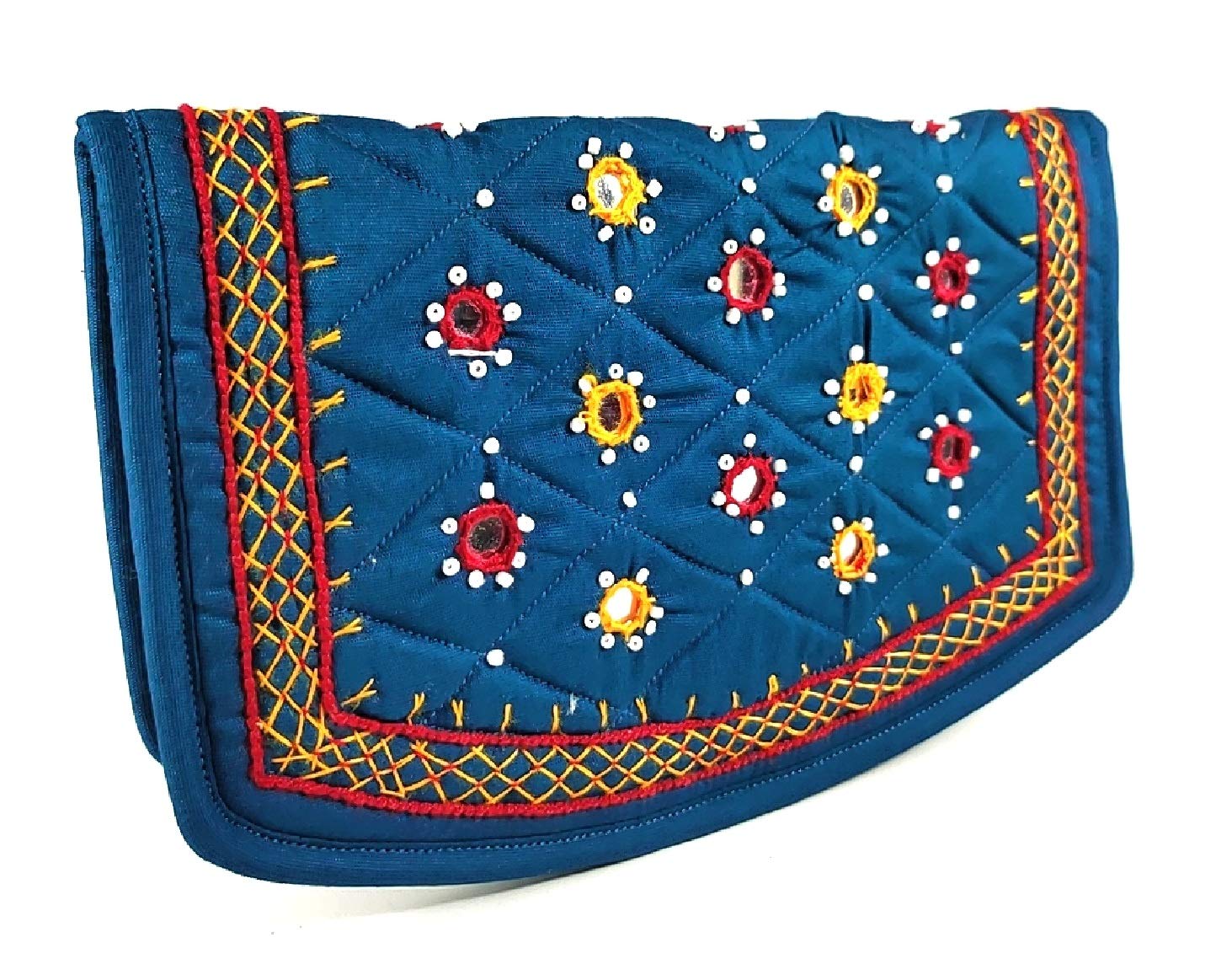 srishopify handicrafts Ladies Clutch Purse Banjara Traditional Hand Pouch, Cotton handmade Women wallet (Medium 8.5 Inch, Rama Green, Mirror, Beads and Thread Work) (B08RZ2B1QX) Amazon Price History, Amazon Price Tracker