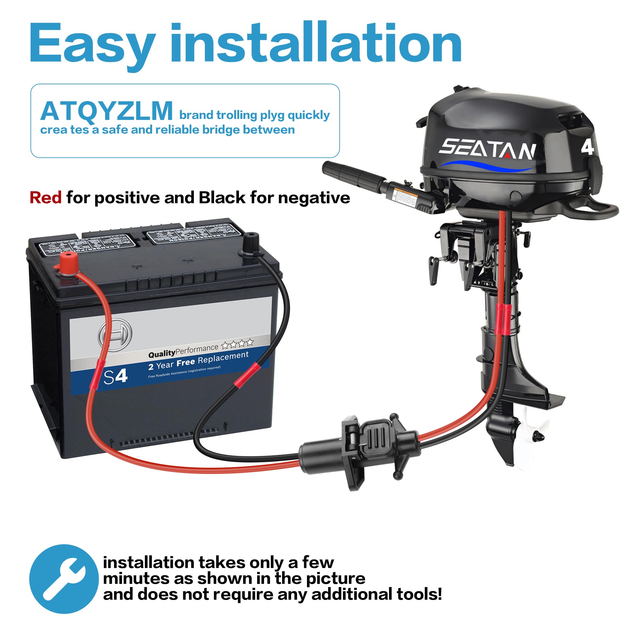 YACSEJAO 8AWG 12V-24V Trolling motorstekker en bus kit, marine-grade
